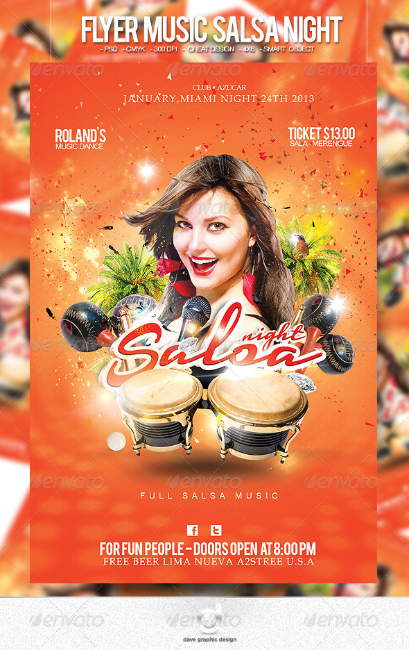 Flyer Music Salsa Night - Clubs & Parties Events