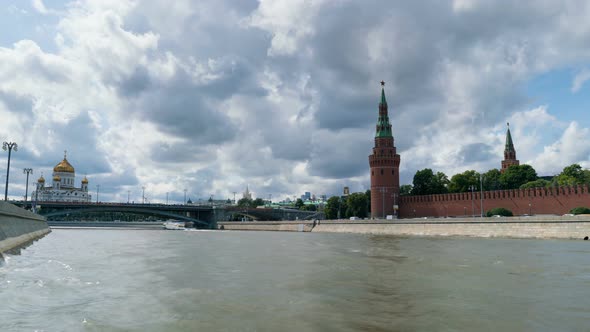 The Moscow Kremlin From the Sofia Embankment with the Moskva River on the Foreground, Russia.