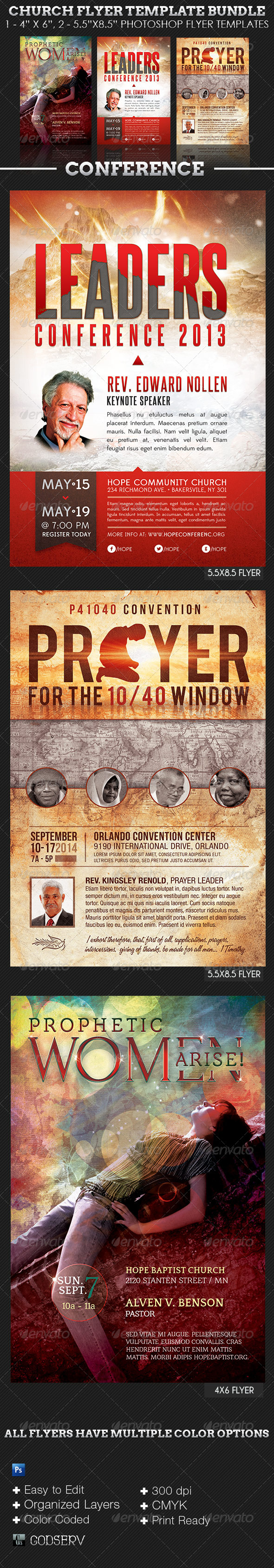 Church Conference Flyer Template Bundle - Church Flyers