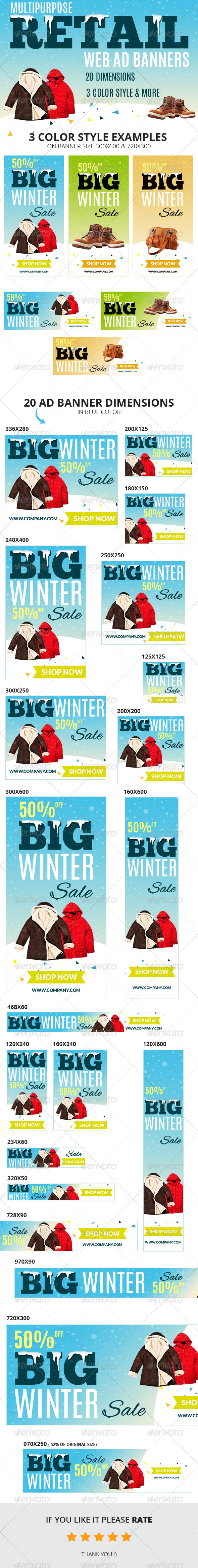 Multipurpose Retail Web Ad Banners - Banners & Ads Web Elements