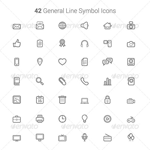 42 General Line Symbol Icons - Icons