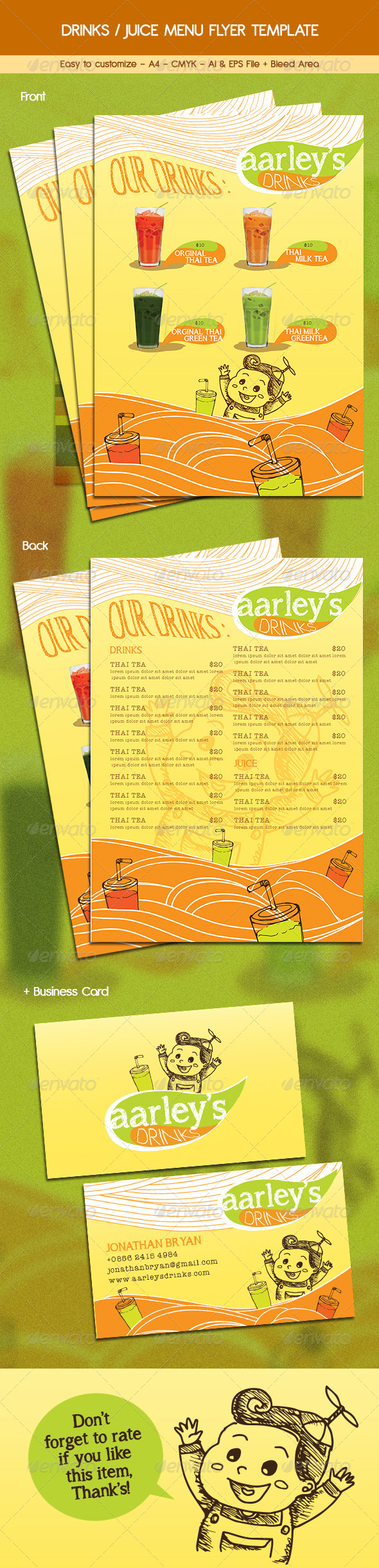 Drinks / Juice Menu Flyer - Food Menus Print Templates