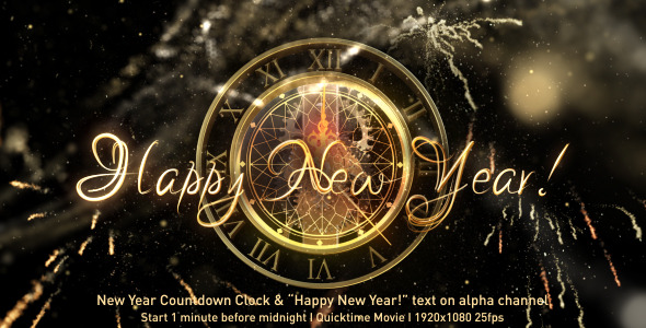 New Year Countdown Clock and Happy New Year Text