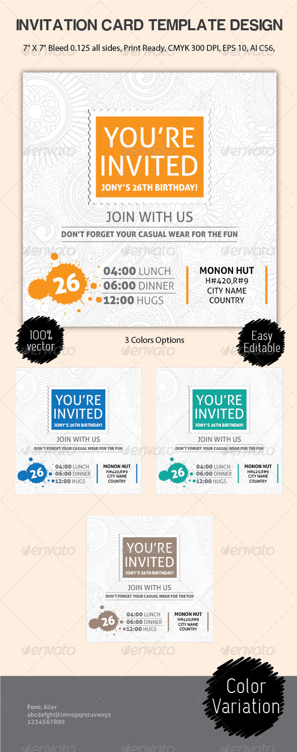 Invitation Card Design Template - Birthday Greeting Cards
