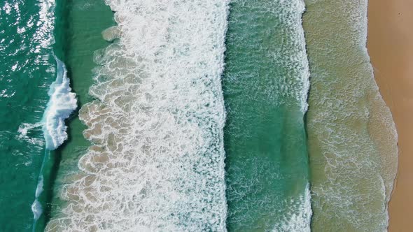 Colorful beach and Texture waves for Drone shot.