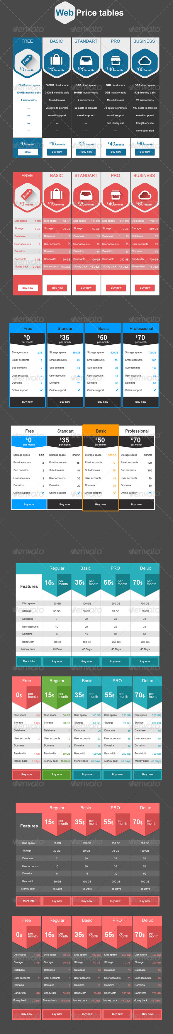 Web Price Tables - Tables Web Elements