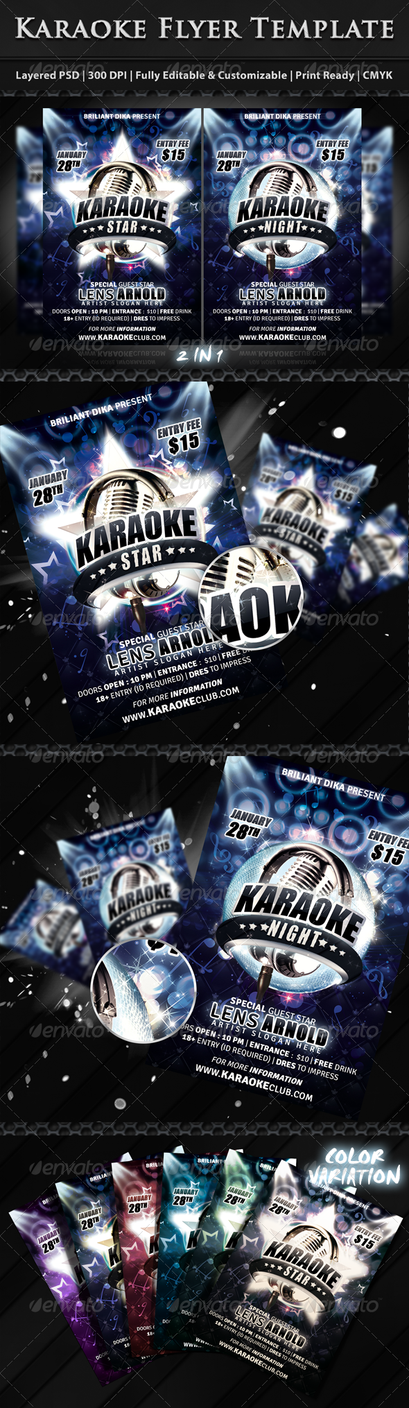 Karaoke Star Or Night Party Flyer - Clubs & Parties Events