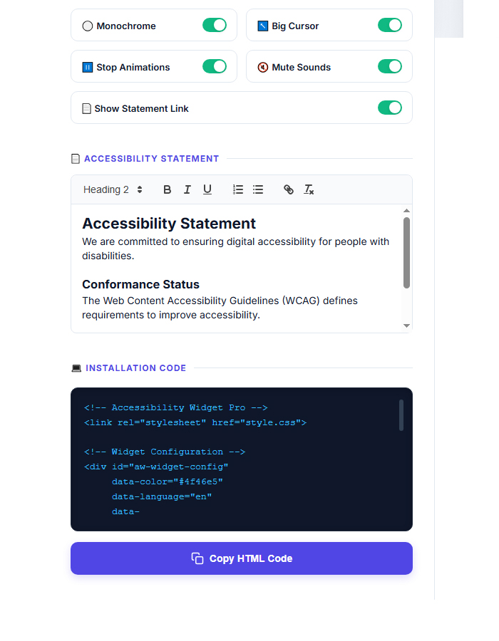 AccessiWidget - WCAG 2.1 AA & ADA Compliance Accessibility Widget with ...