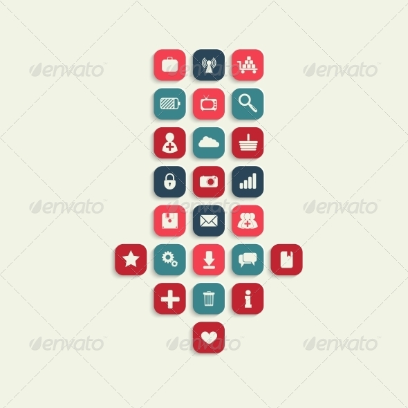 Vector Icon with Download Sign Inside - Web Technology