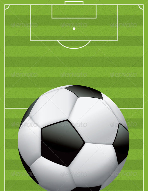 Realistic Football - Soccer Ball on Textured Field - Sports/Activity Conceptual