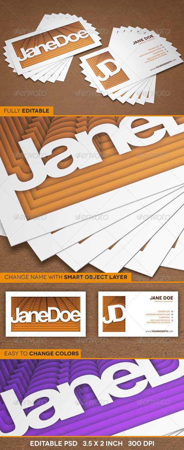 3D Retro Paper Stack Business Card - Business Cards Print Templates