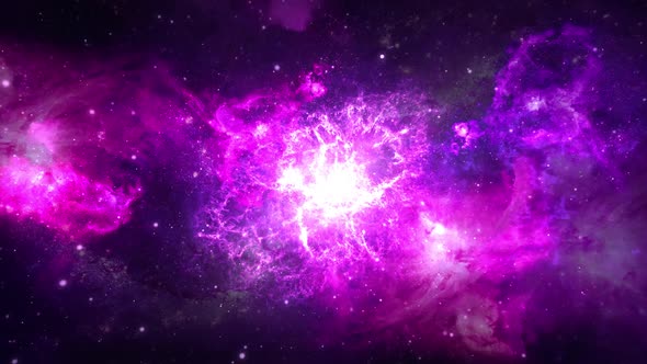 Hyper Moving into another galaxy. Speed of light, neon glowing rays in motion. alt