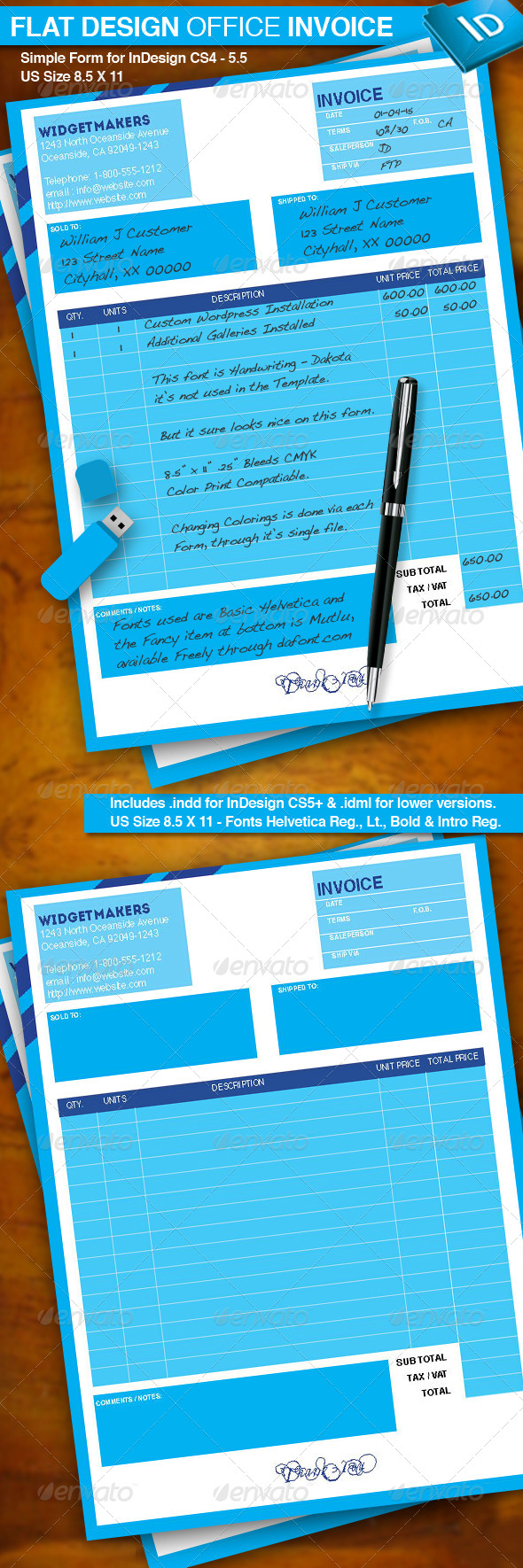 Flat Design Office Invoice - Proposals & Invoices Stationery