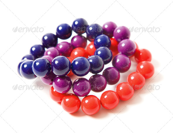 Colorful beaded bracelets still life fashion composition - Stock Photo - Images