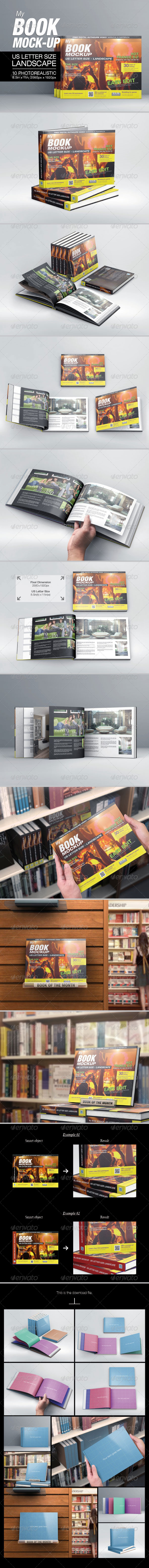 MyBook US Letter Size Landscape Mock-up - Books Print