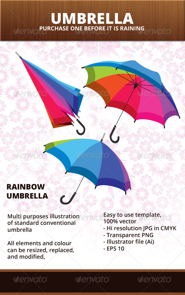 Rainbow Umbrella - Man-made Objects Objects
