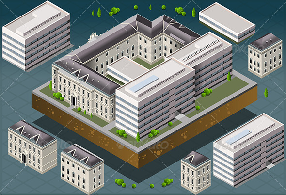 Isometric European Historic Building - Buildings Objects