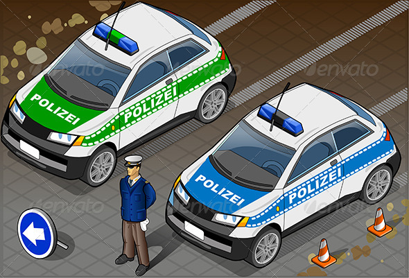 Isometric German Police Car - Objects Vectors