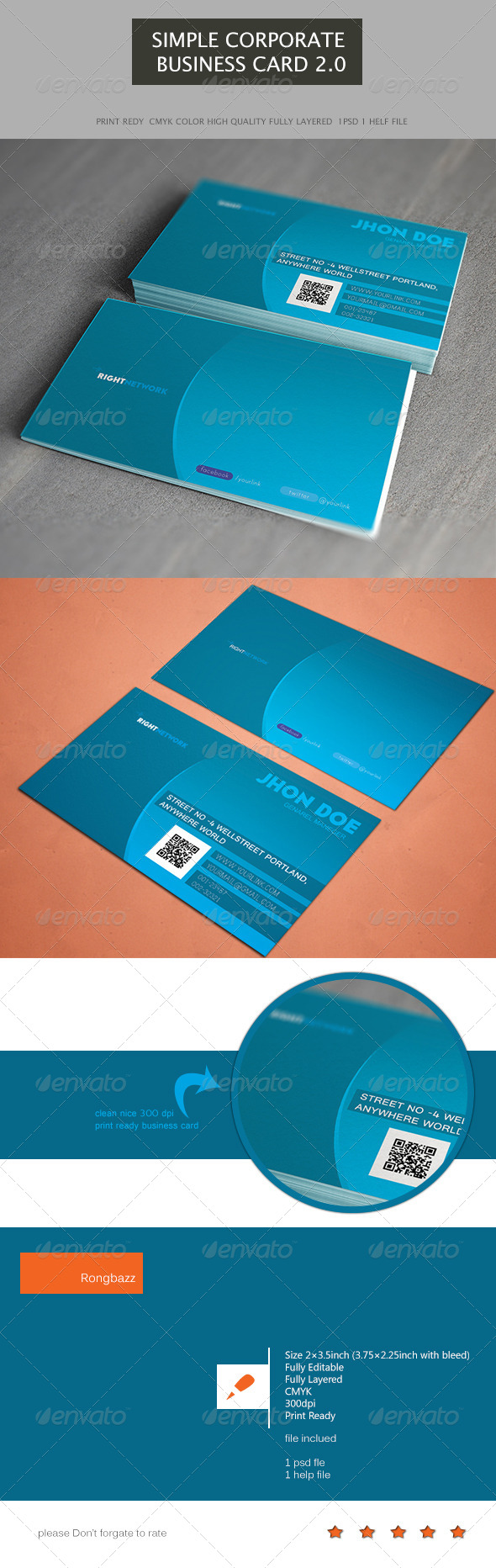 Simple Corporate Business Card 2.0 - Corporate Business Cards