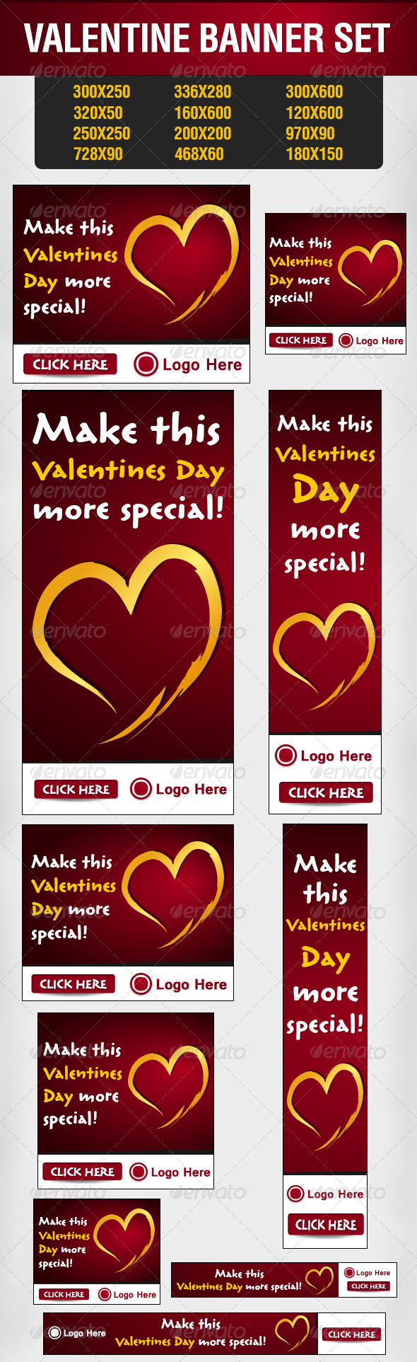 Valentine Banner Set - Banners & Ads Web Elements