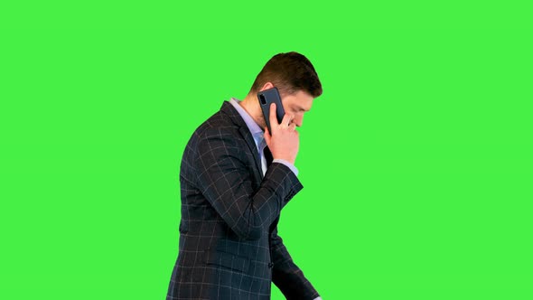 Businessman Talking on Smartphone Busy Millennial Business Leader Walk During Phone Conversation on