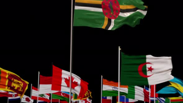 Dominica Flag With World Flags In Alpha Channel