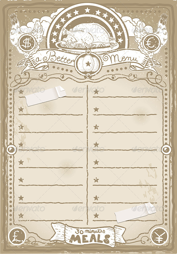 Vintage Graphic Page for Chicken Menu - Decorative Vectors