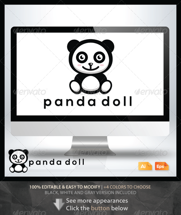 Panda Doll - Animals Logo Templates