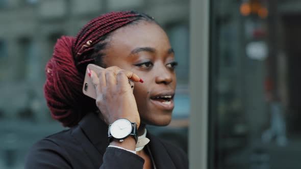 Serious Afro American Girl Angry African Business Woman Feeling Furious Anger Talking Quarrel Mobile alt