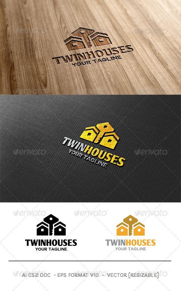 Twin Houses Logo - Buildings Logo Templates