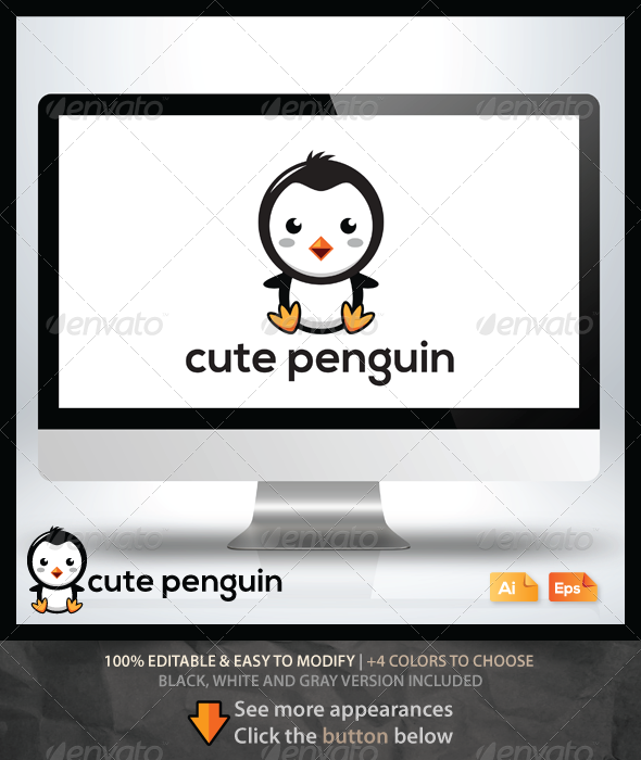 Cute Penguin Logo - Animals Logo Templates