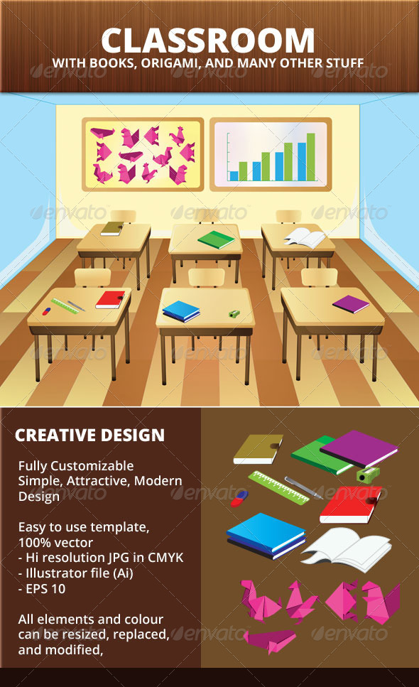 Classroom Vector Background - Backgrounds Decorative