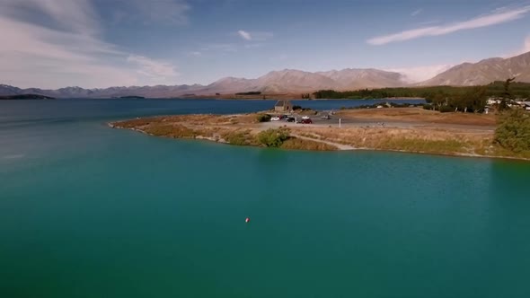 Lake Tekapo in New Zealand alt