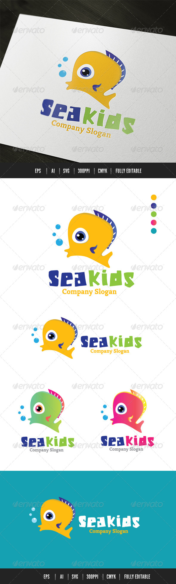 Sea Kids - Animals Logo Templates