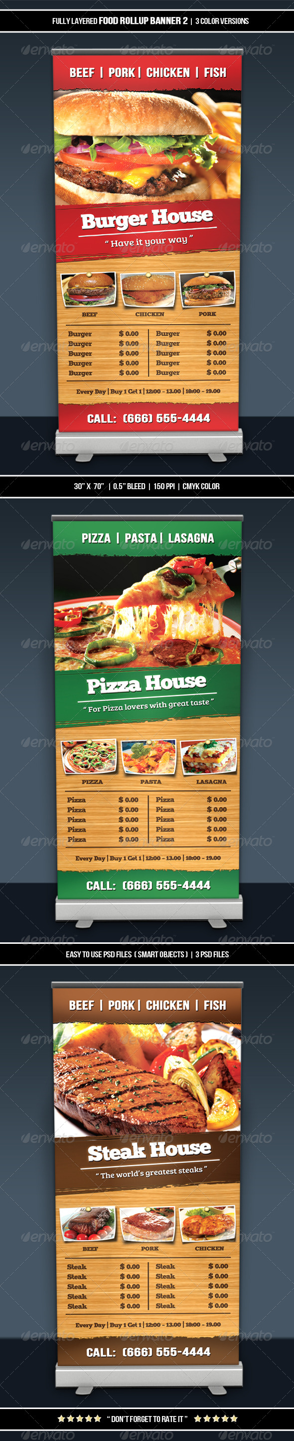 Food Roll-up Banner 2 - Restaurant Flyers