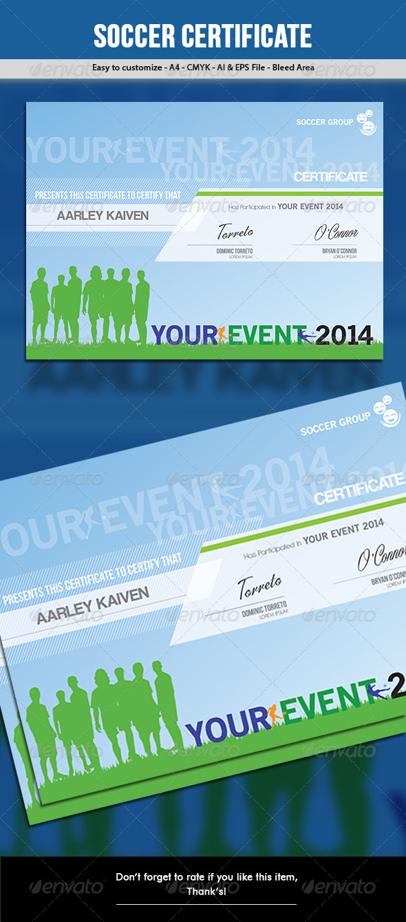 Soccer / Football Certificate - Certificates Stationery