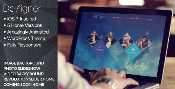 De7igner - Flat iOS7 Inspired OnePage Parallax WP - Creative WordPress