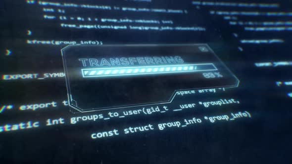 Computer Code Displayed on Sci-Fi Screen as Transferring Message is Displayed