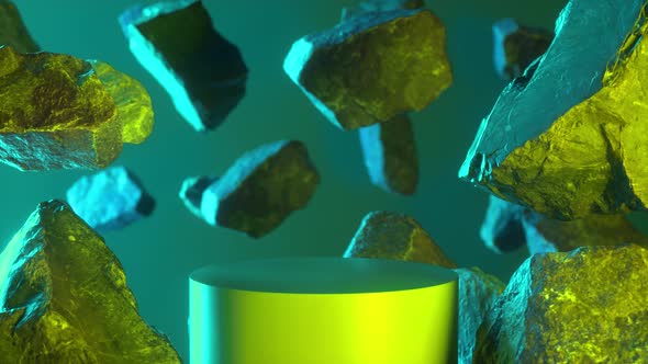 Minimal yellow blue neon podium alt