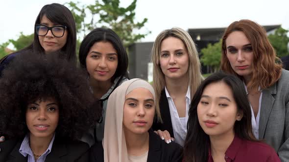 Group of multiracial business women looking on camera