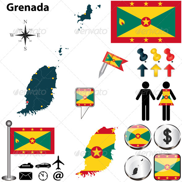 Map of Grenada - Travel Conceptual