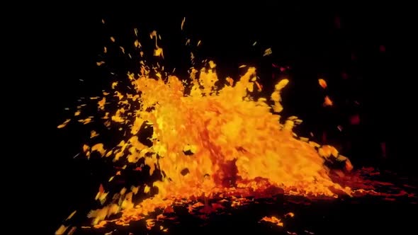 Magma Ejection On A Black Background