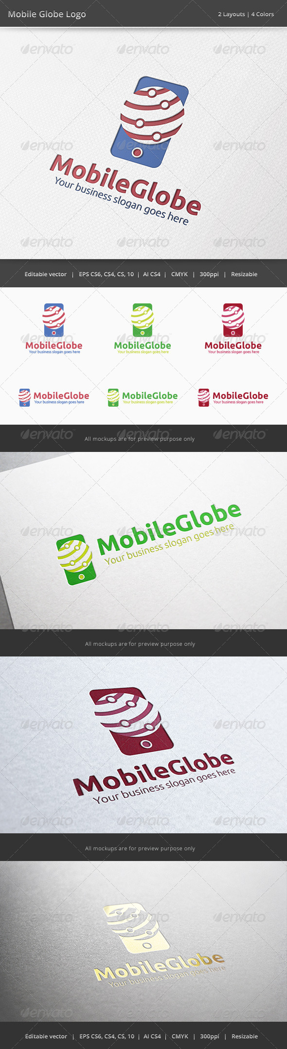 Mobile Globe Logo - Objects Logo Templates