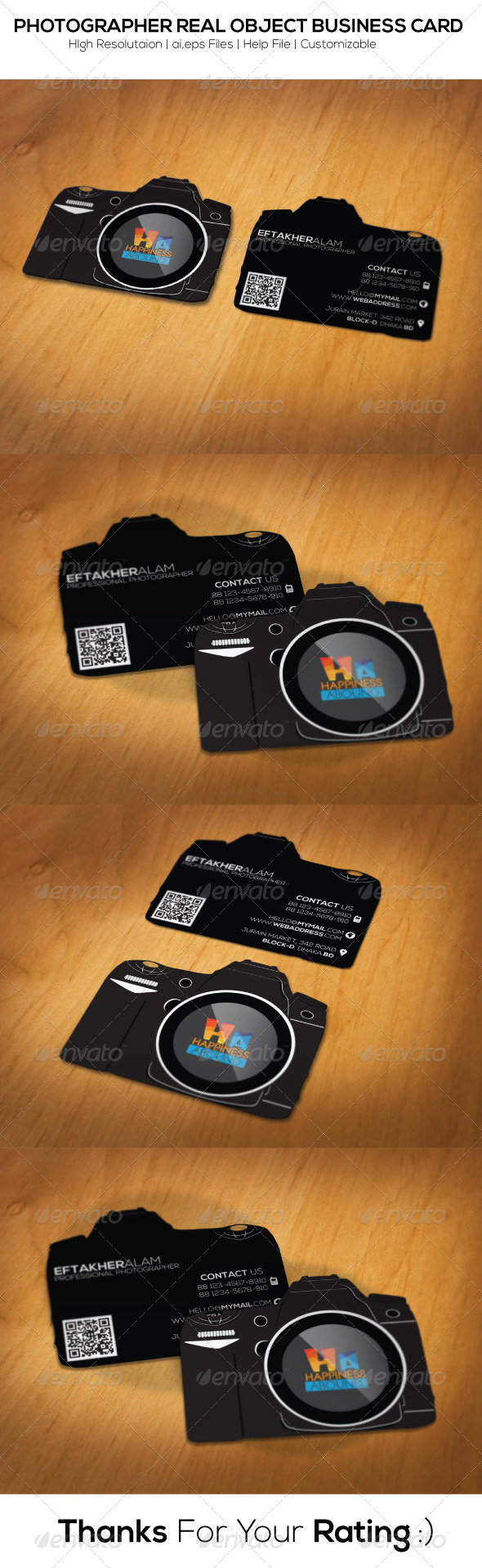 Photographer Real Object Business Card - Real Objects Business Cards