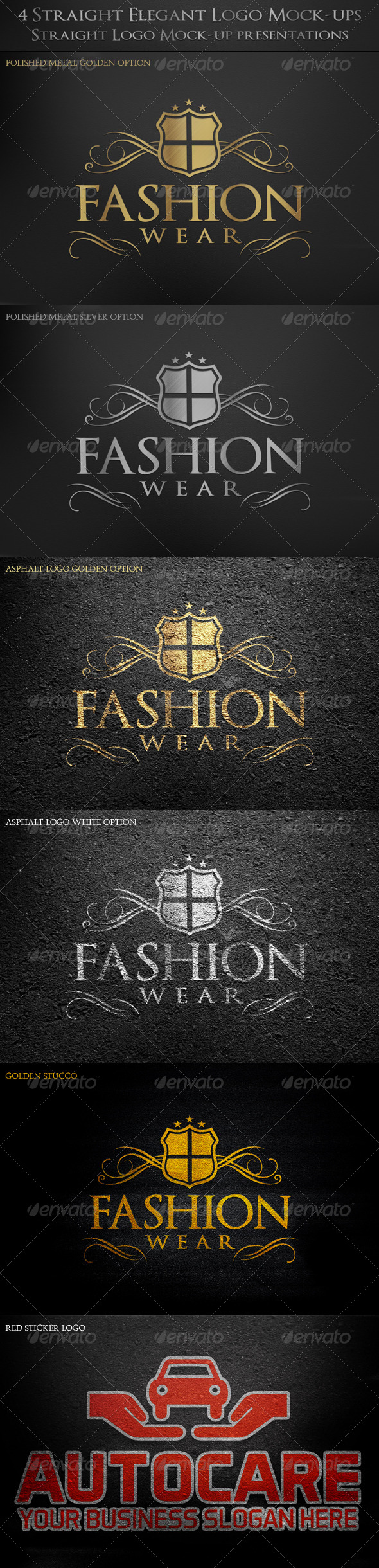 4 Straight Elegant Logo Mock-ups - Logo Product Mock-Ups