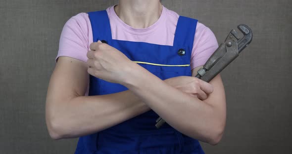 Plumber Female with Adjustable Wrench alt