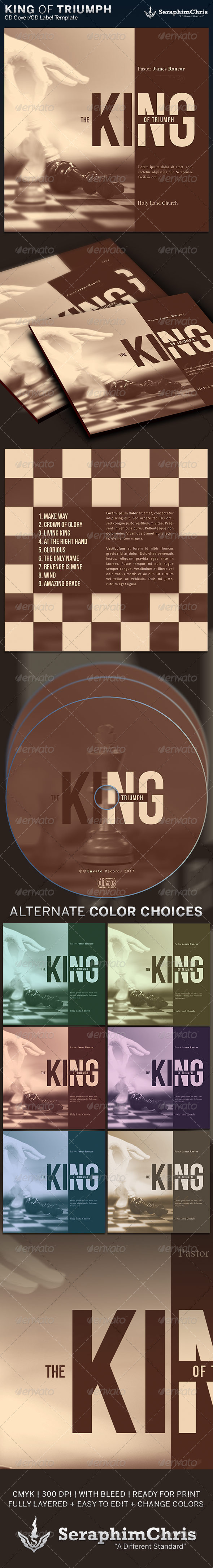 King of Triumph: CD Cover Artwork Template - CD & DVD Artwork Print Templates