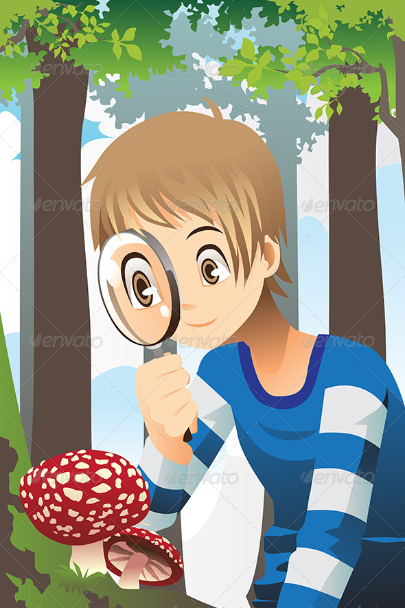 Boy with Magnifying Glass - People Characters