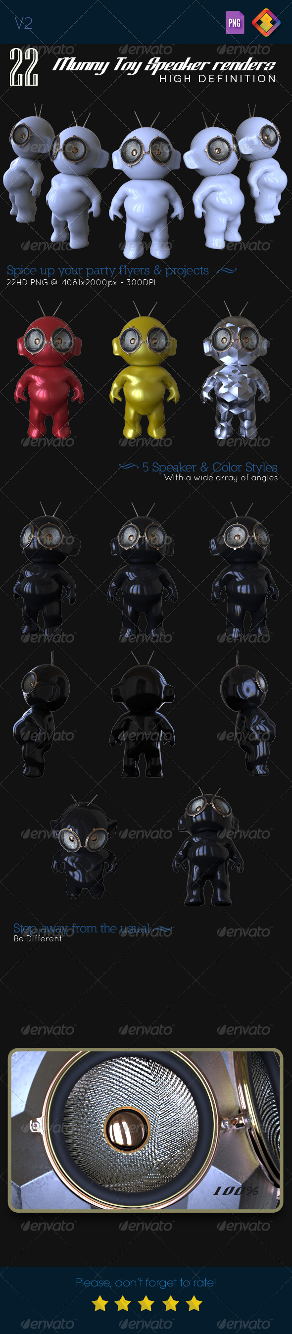 Munny Toy Speakers V.2 - Characters 3D Renders