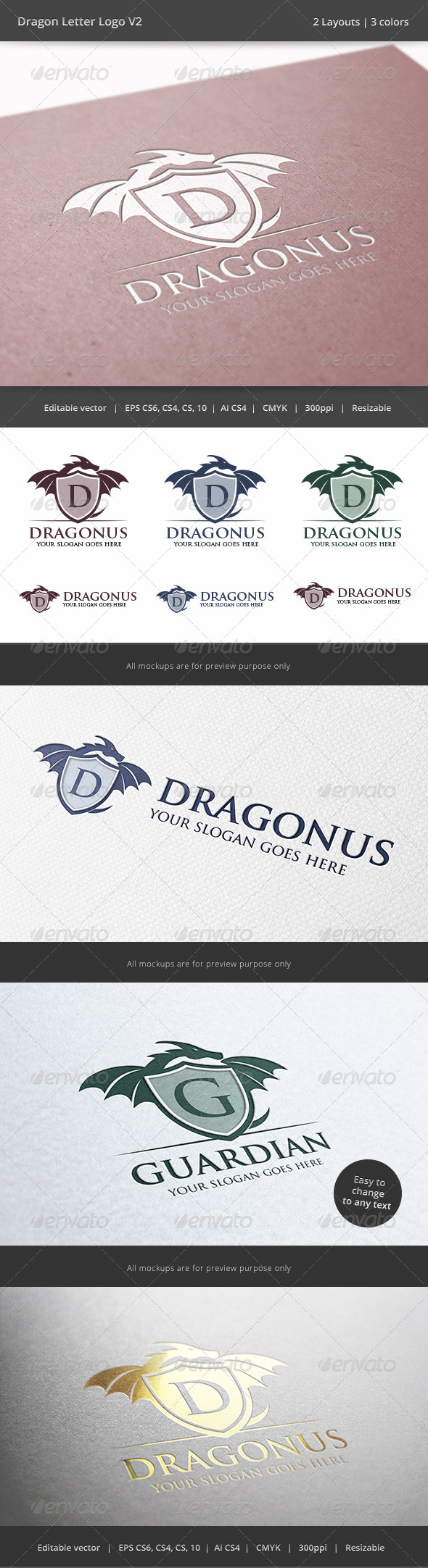 Dragon Letter V2 Logo - Crests Logo Templates